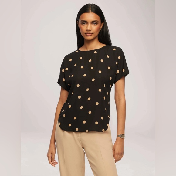 Anne Klein Large Dot Bateau Neck Short Sleeve Blouse, NWT, Size M - Picture 8 of 8